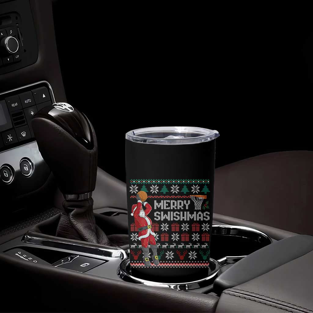 Funny Black Santa Christmas Basketball Tumbler Cup Merry Swishmass Xmas Sport - Wonder Print Shop