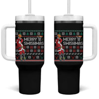 Funny Black Santa Christmas Basketball Tumbler With Handle Merry Swishmass Xmas Sport - Wonder Print Shop