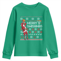 Funny Black Santa Christmas Basketball Youth Sweatshirt Merry Swishmass Xmas Sport - Wonder Print Shop