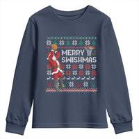 Funny Black Santa Christmas Basketball Youth Sweatshirt Merry Swishmass Xmas Sport - Wonder Print Shop