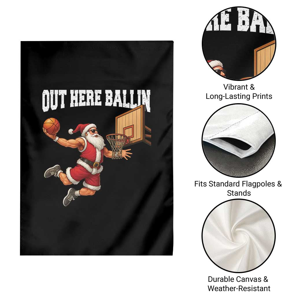 Funny Christmas Basketball Garden Flag Out Here Ballin Xmas Santa Sport - Wonder Print Shop