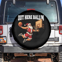 Funny Christmas Basketball Spare Tire Cover Out Here Ballin Xmas Santa Sport - Wonder Print Shop