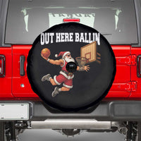 Funny Christmas Basketball Spare Tire Cover Out Here Ballin Xmas Santa Sport - Wonder Print Shop