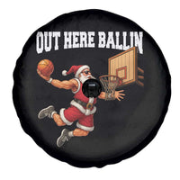 Funny Christmas Basketball Spare Tire Cover Out Here Ballin Xmas Santa Sport - Wonder Print Shop