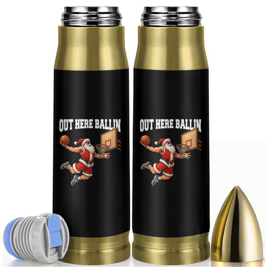 Funny Christmas Basketball Bullet Tumbler Out Here Ballin Xmas Santa Sport - Wonder Print Shop