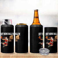 Funny Christmas Basketball 4 in 1 Can Cooler Tumbler Out Here Ballin Xmas Santa Sport - Wonder Print Shop