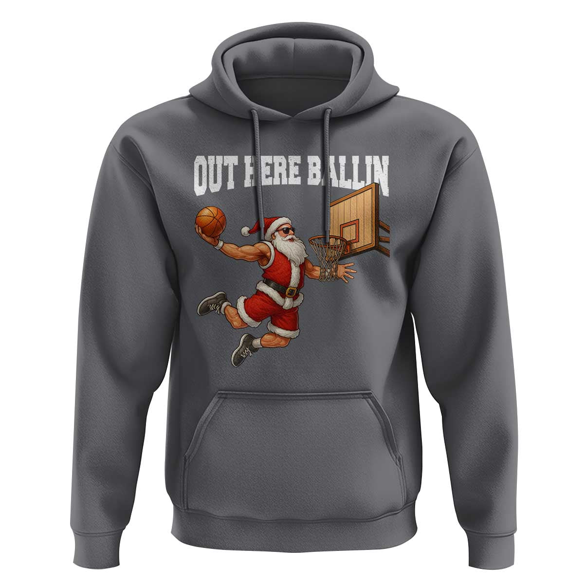 Funny Christmas Basketball Hoodie Out Here Ballin Xmas Santa Sport - Wonder Print Shop