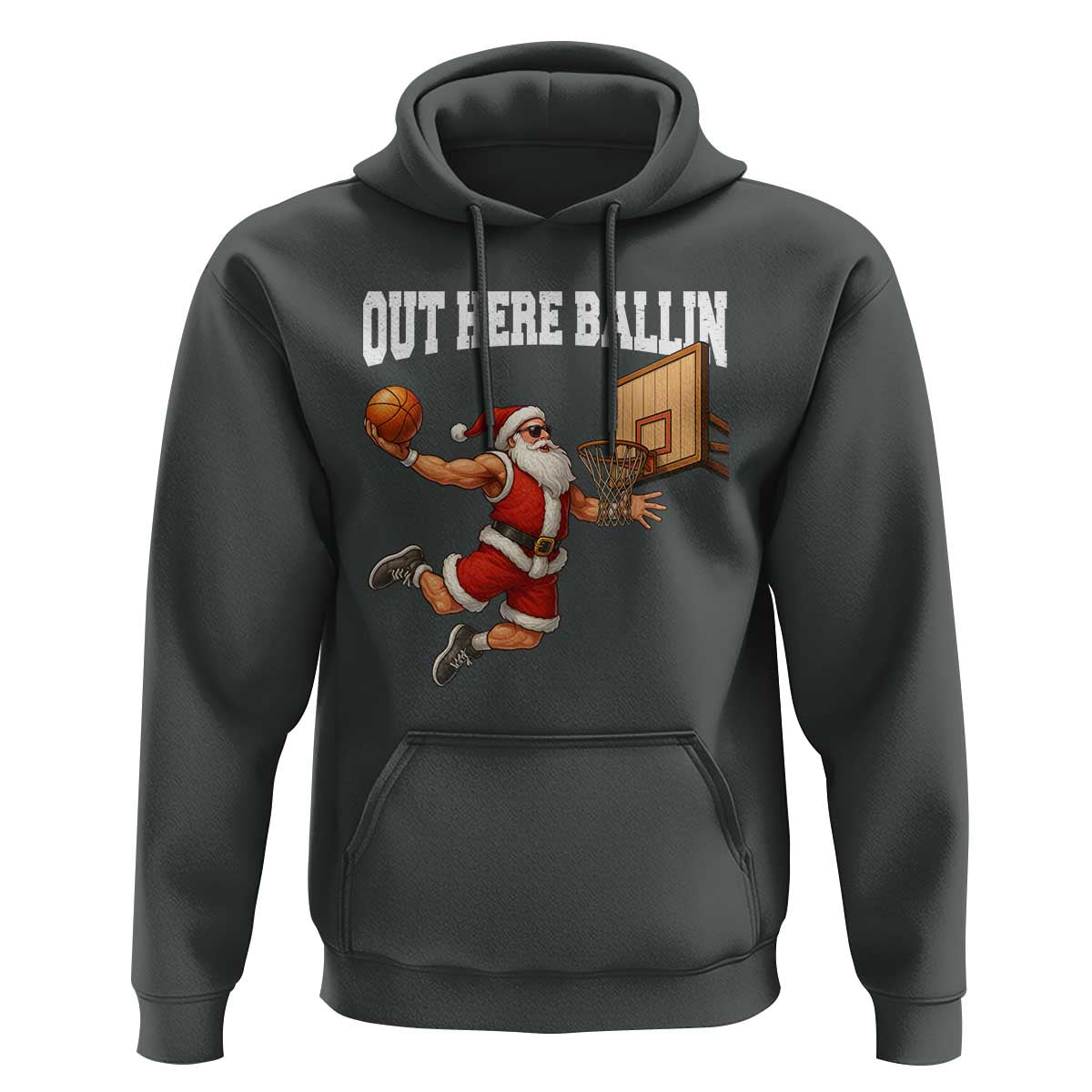 Funny Christmas Basketball Hoodie Out Here Ballin Xmas Santa Sport - Wonder Print Shop