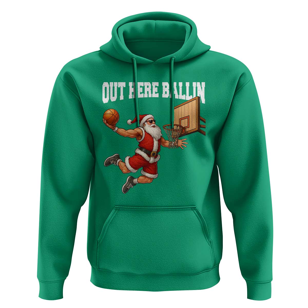 Funny Christmas Basketball Hoodie Out Here Ballin Xmas Santa Sport - Wonder Print Shop