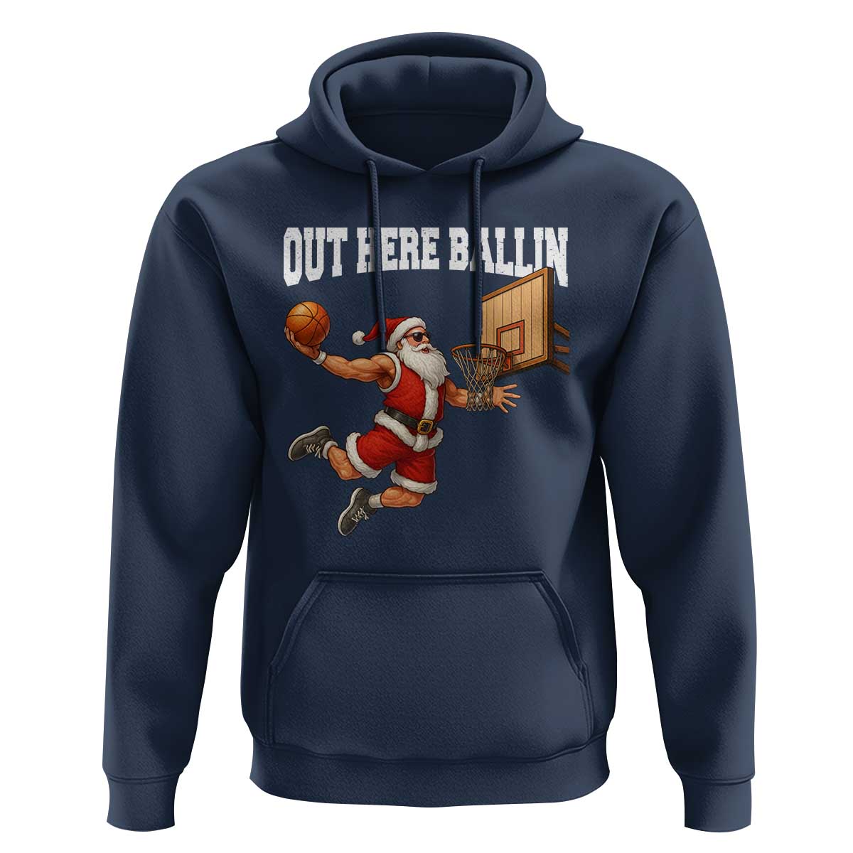 Funny Christmas Basketball Hoodie Out Here Ballin Xmas Santa Sport - Wonder Print Shop