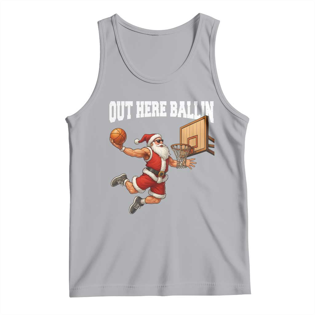 Funny Christmas Basketball Tank Top Out Here Ballin Xmas Santa Sport - Wonder Print Shop