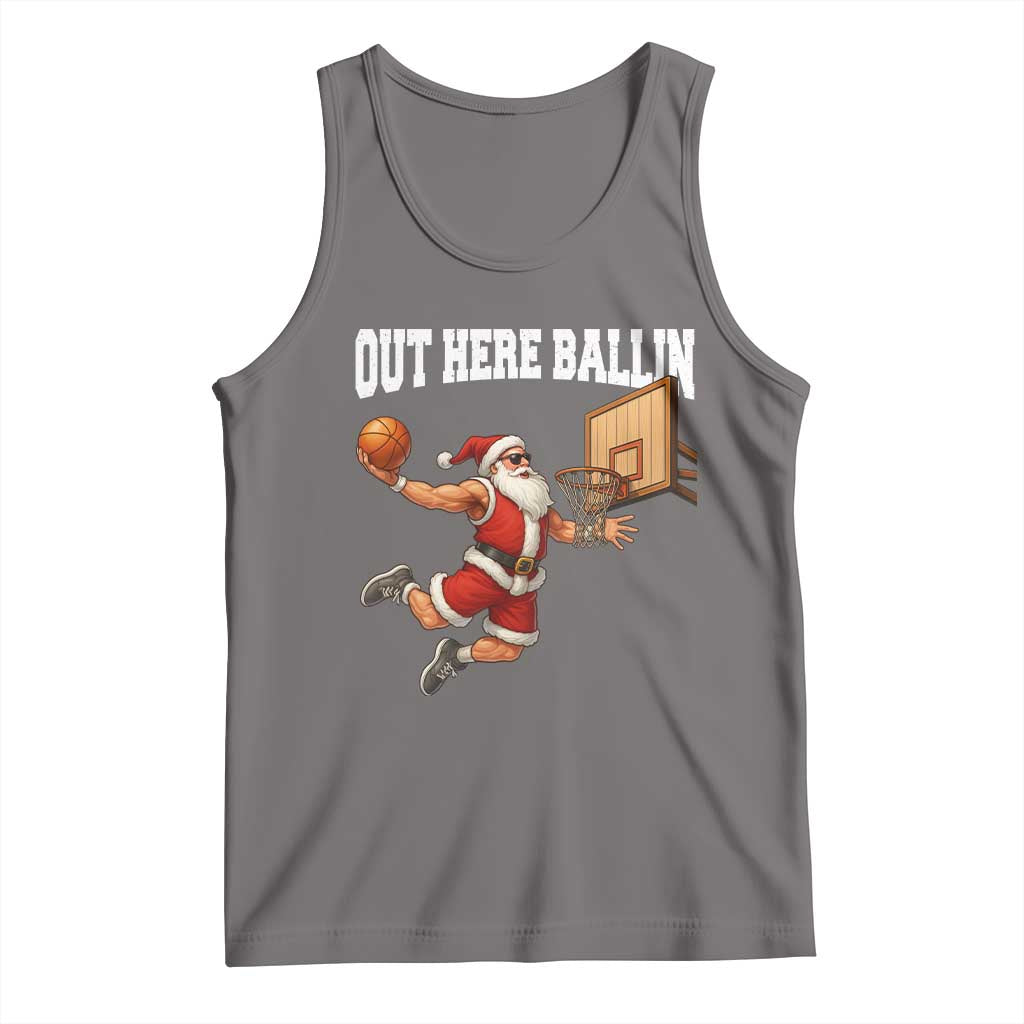 Funny Christmas Basketball Tank Top Out Here Ballin Xmas Santa Sport - Wonder Print Shop