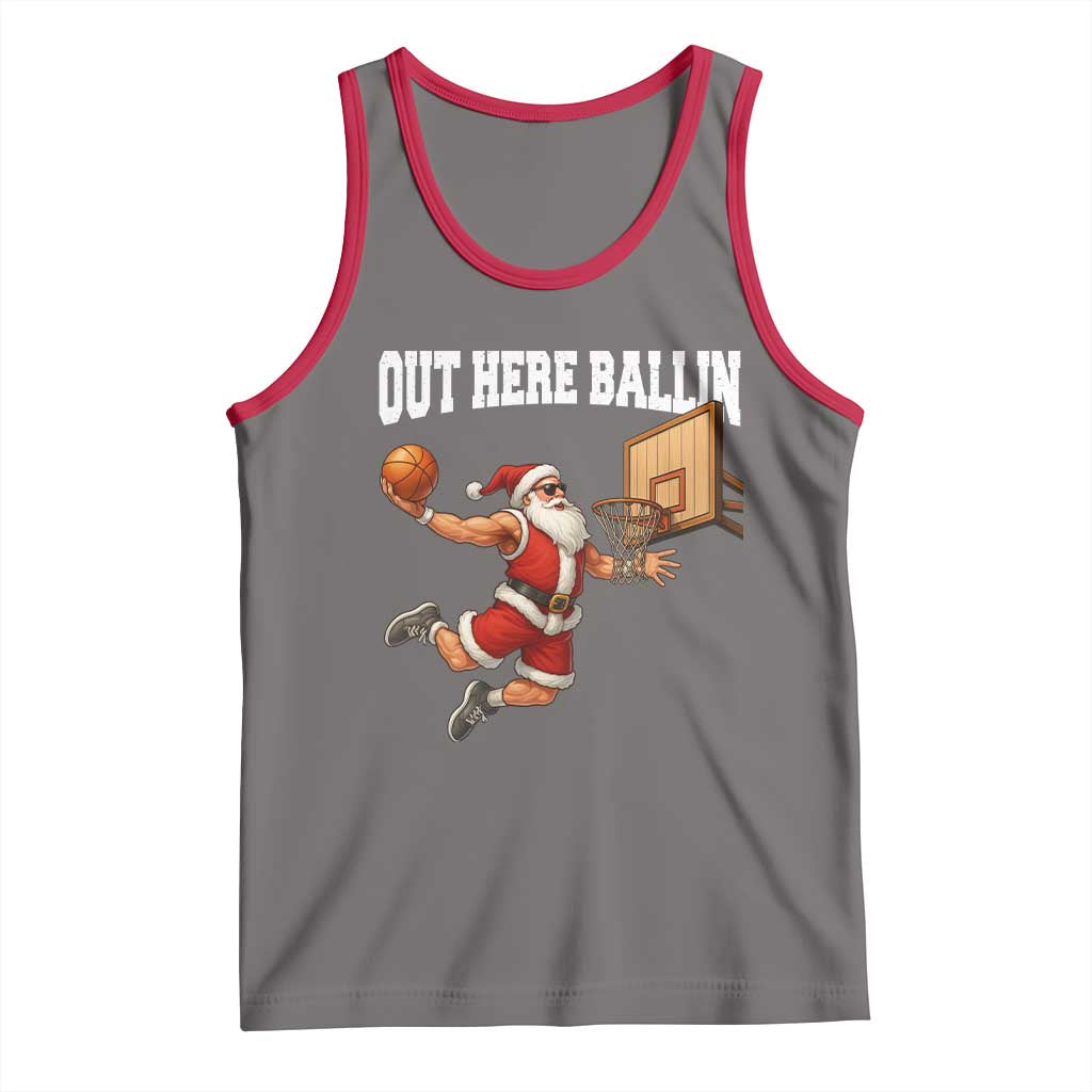 Funny Christmas Basketball Tank Top Out Here Ballin Xmas Santa Sport - Wonder Print Shop