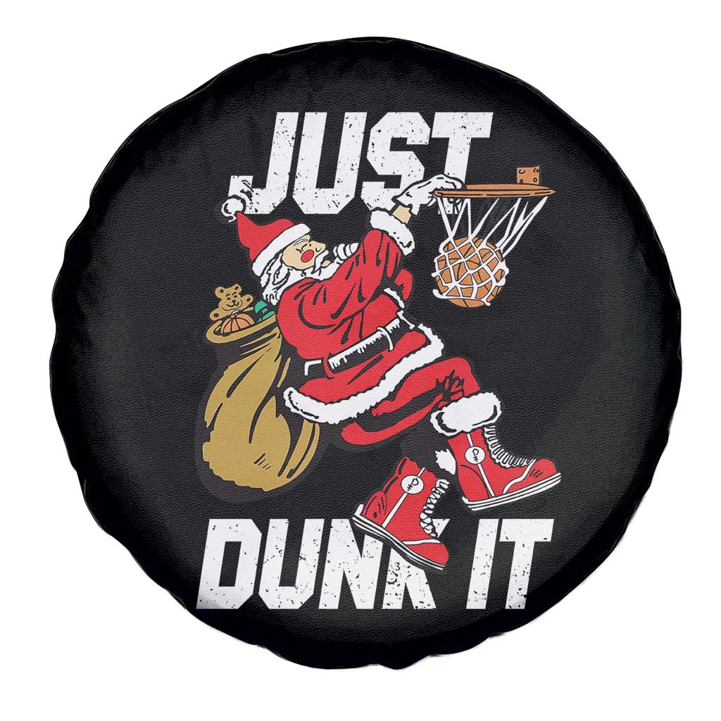 Funny Christmas Basketball Spare Tire Cover Just Dunk It Xmas Santa Sport - Wonder Print Shop