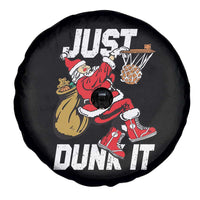 Funny Christmas Basketball Spare Tire Cover Just Dunk It Xmas Santa Sport - Wonder Print Shop