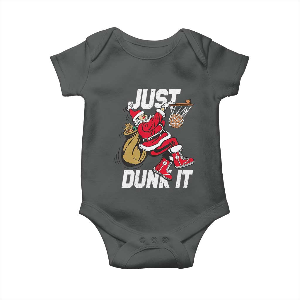 Funny Christmas Basketball Baby Onesie Just Dunk It Xmas Santa Sport - Wonder Print Shop