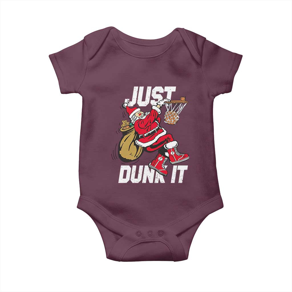 Funny Christmas Basketball Baby Onesie Just Dunk It Xmas Santa Sport - Wonder Print Shop