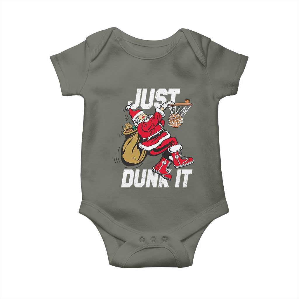 Funny Christmas Basketball Baby Onesie Just Dunk It Xmas Santa Sport - Wonder Print Shop
