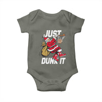 Funny Christmas Basketball Baby Onesie Just Dunk It Xmas Santa Sport - Wonder Print Shop
