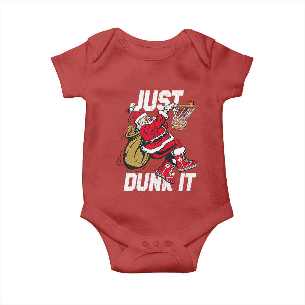 Funny Christmas Basketball Baby Onesie Just Dunk It Xmas Santa Sport - Wonder Print Shop