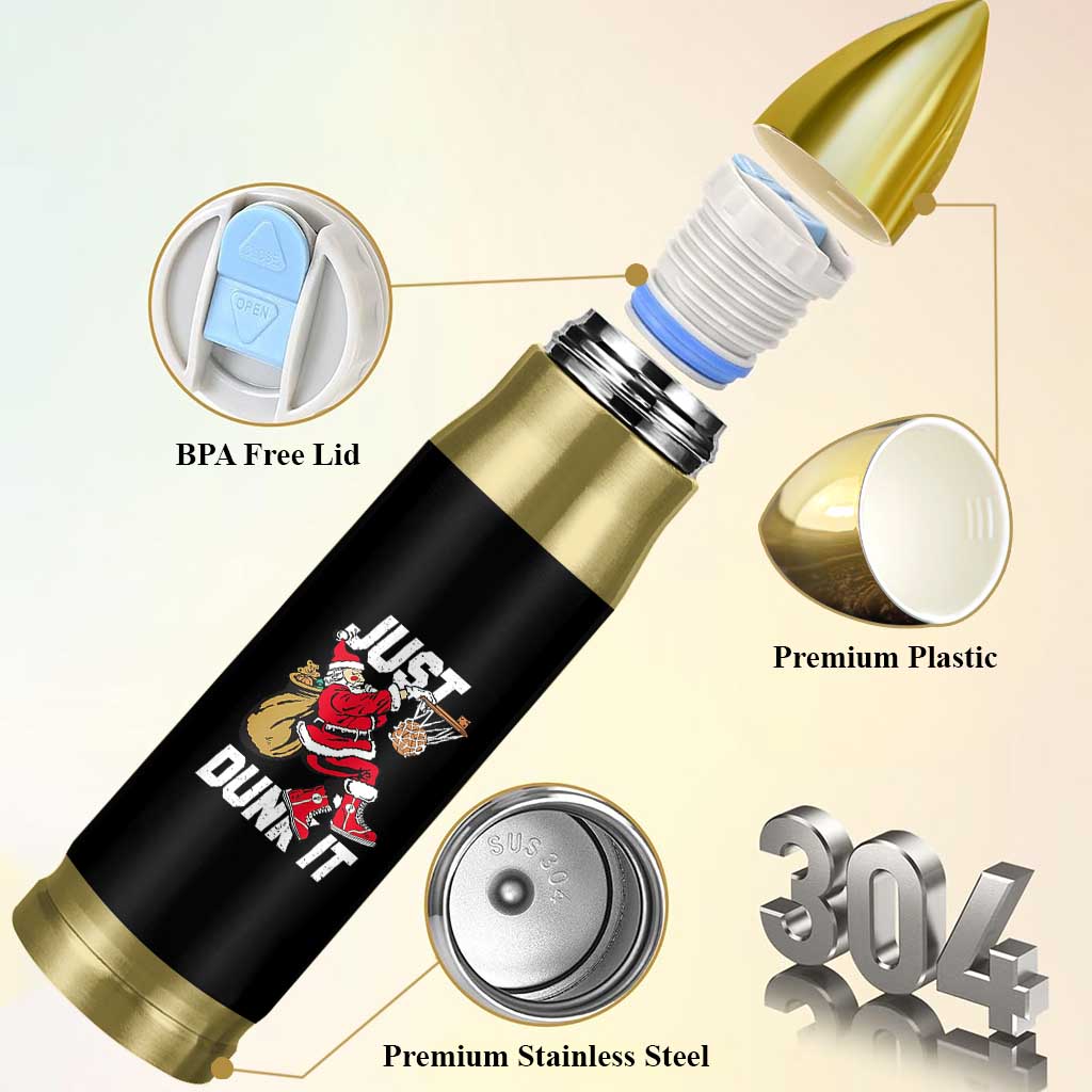 Funny Christmas Basketball Bullet Tumbler Just Dunk It Xmas Santa Sport - Wonder Print Shop