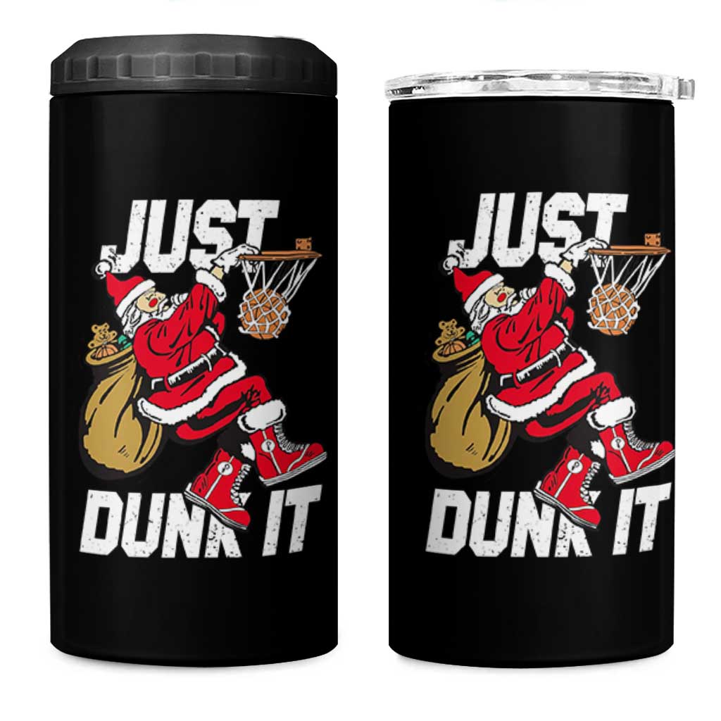 Funny Christmas Basketball 4 in 1 Can Cooler Tumbler Just Dunk It Xmas Santa Sport - Wonder Print Shop