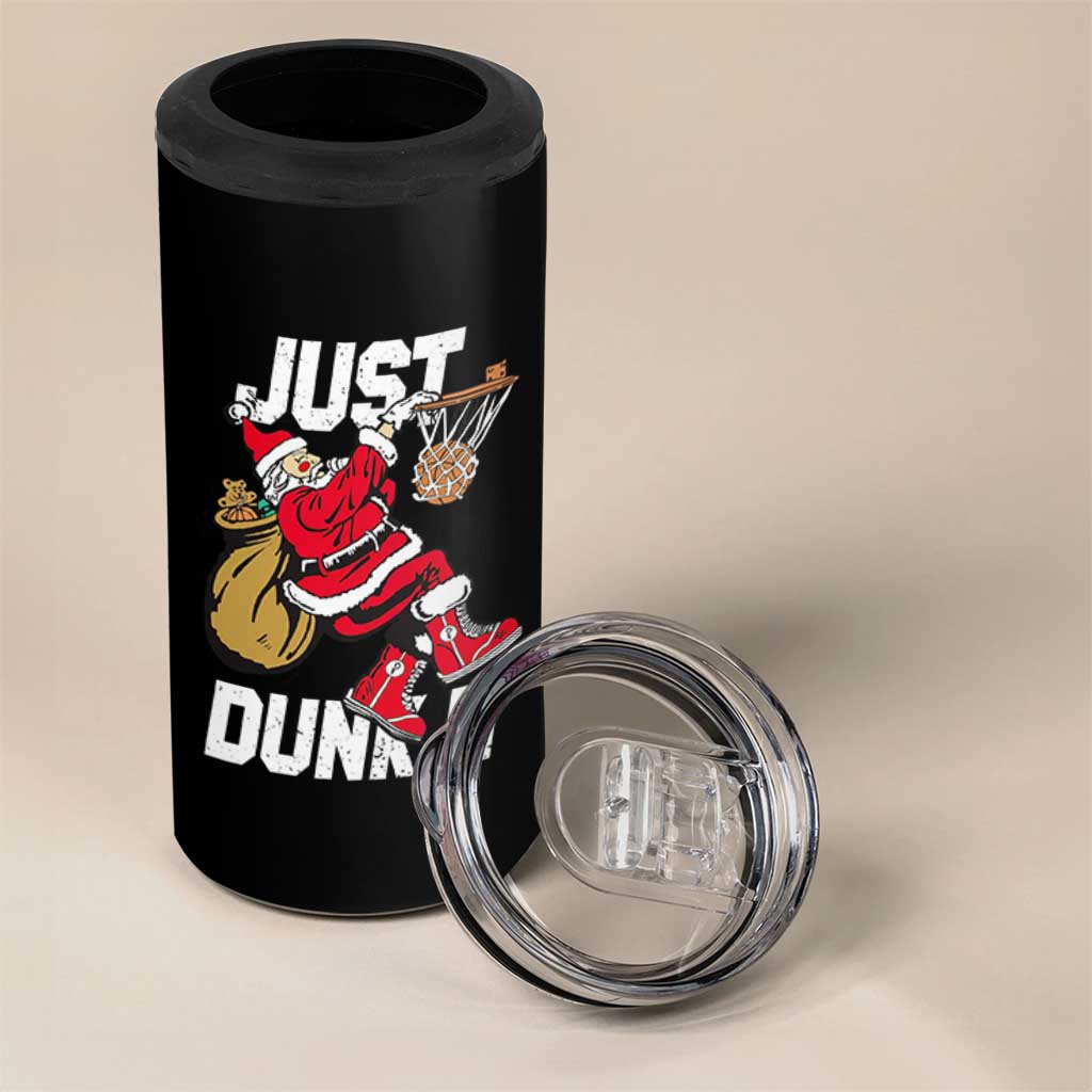 Funny Christmas Basketball 4 in 1 Can Cooler Tumbler Just Dunk It Xmas Santa Sport - Wonder Print Shop