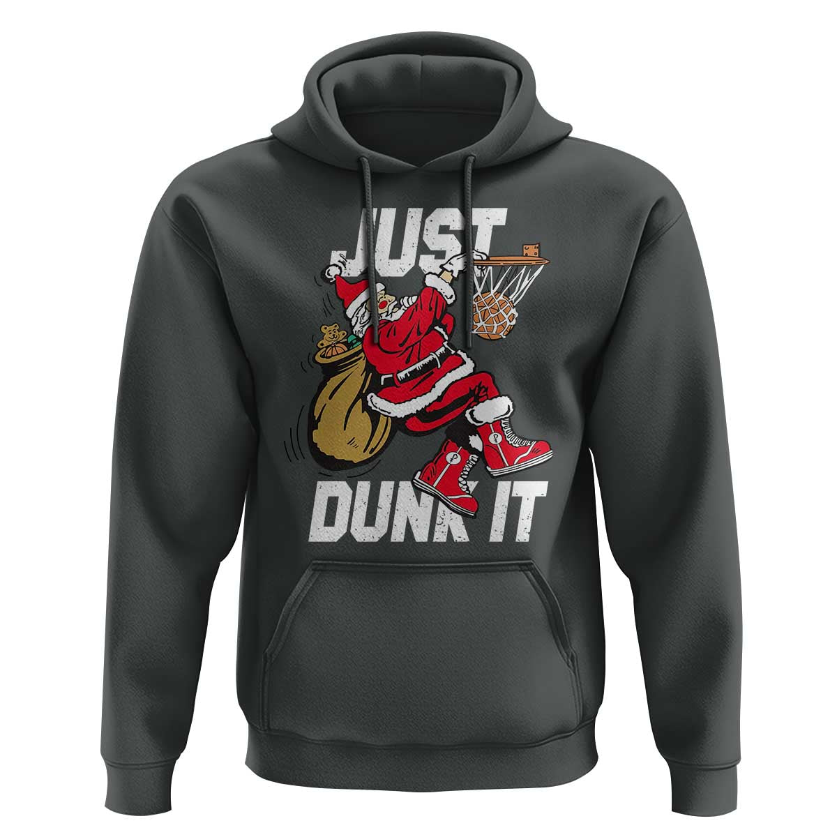 Funny Christmas Basketball Hoodie Just Dunk It Xmas Santa Sport - Wonder Print Shop