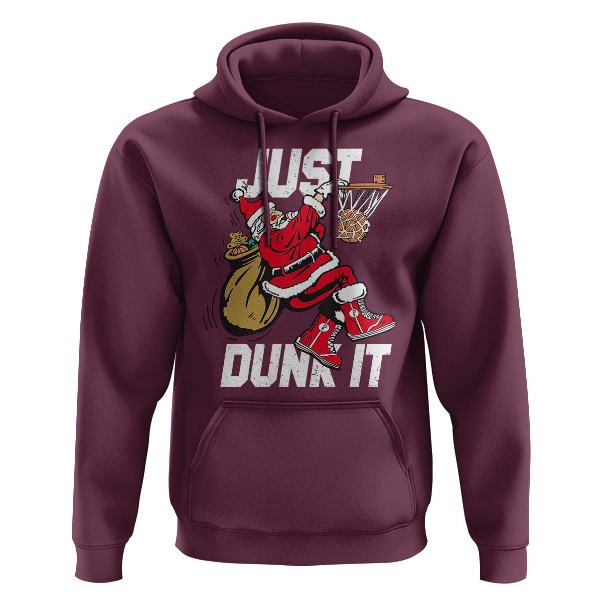Funny Christmas Basketball Hoodie Just Dunk It Xmas Santa Sport - Wonder Print Shop