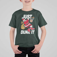 Funny Christmas Basketball T Shirt For Kid Just Dunk It Xmas Santa Sport - Wonder Print Shop