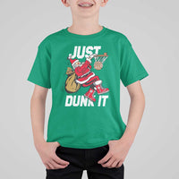 Funny Christmas Basketball T Shirt For Kid Just Dunk It Xmas Santa Sport - Wonder Print Shop