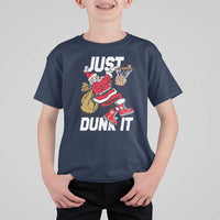 Funny Christmas Basketball T Shirt For Kid Just Dunk It Xmas Santa Sport - Wonder Print Shop