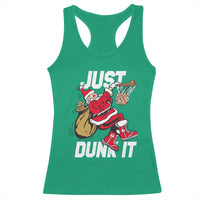Funny Christmas Basketball Racerback Tank Top Just Dunk It Xmas Santa Sport - Wonder Print Shop
