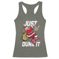 Funny Christmas Basketball Racerback Tank Top Just Dunk It Xmas Santa Sport - Wonder Print Shop