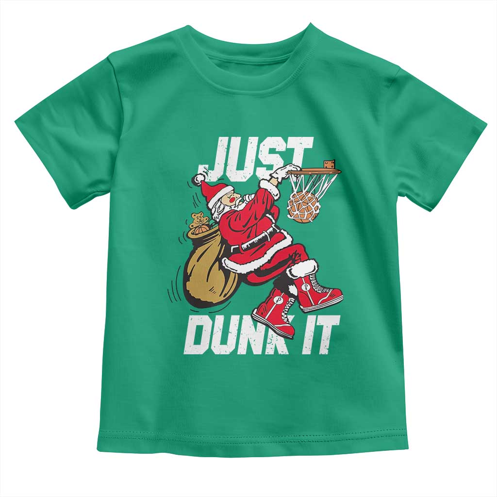 Funny Christmas Basketball Toddler T Shirt Just Dunk It Xmas Santa Sport - Wonder Print Shop