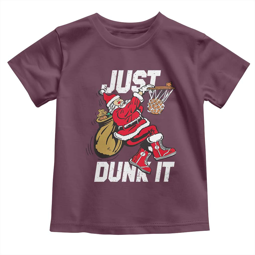 Funny Christmas Basketball Toddler T Shirt Just Dunk It Xmas Santa Sport - Wonder Print Shop