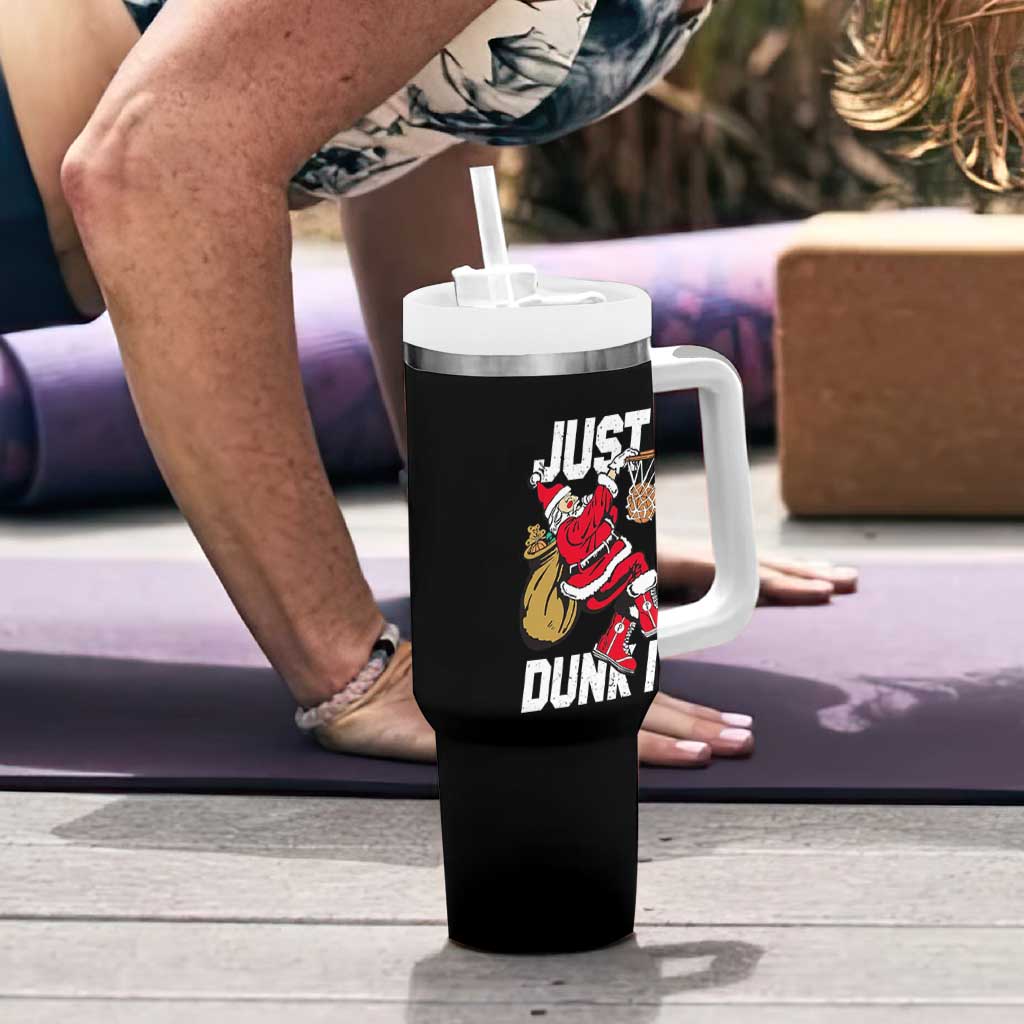 Funny Christmas Basketball Tumbler With Handle Just Dunk It Xmas Santa Sport - Wonder Print Shop