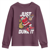Funny Christmas Basketball Youth Sweatshirt Just Dunk It Xmas Santa Sport - Wonder Print Shop