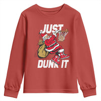 Funny Christmas Basketball Youth Sweatshirt Just Dunk It Xmas Santa Sport - Wonder Print Shop