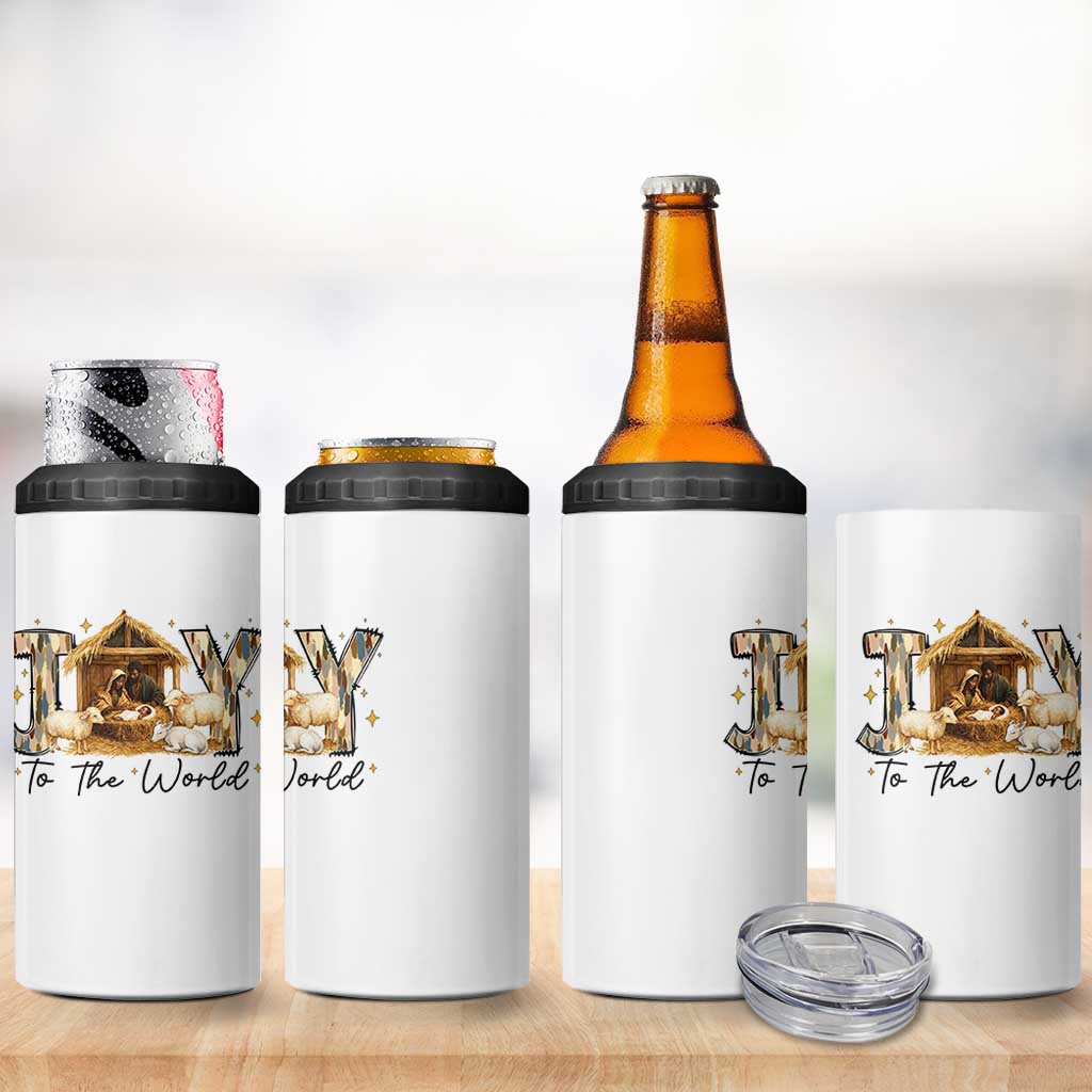 African American Christmas Nativity Scene 4 in 1 Can Cooler Tumbler Joy To The World Afro Black Jesus - Wonder Print Shop