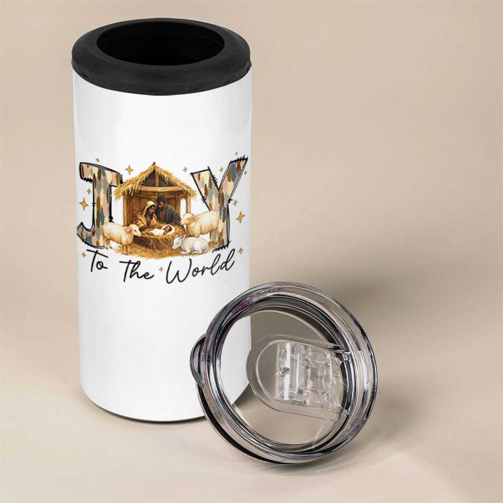 African American Christmas Nativity Scene 4 in 1 Can Cooler Tumbler Joy To The World Afro Black Jesus - Wonder Print Shop
