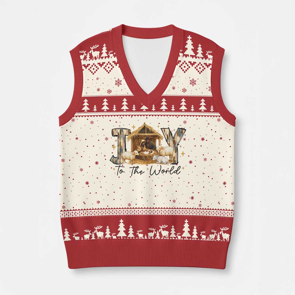 African American Christmas Nativity Scene V-Neck Knit Sweater Vest Joy To The World Afro Black Jesus - Wonder Print Shop
