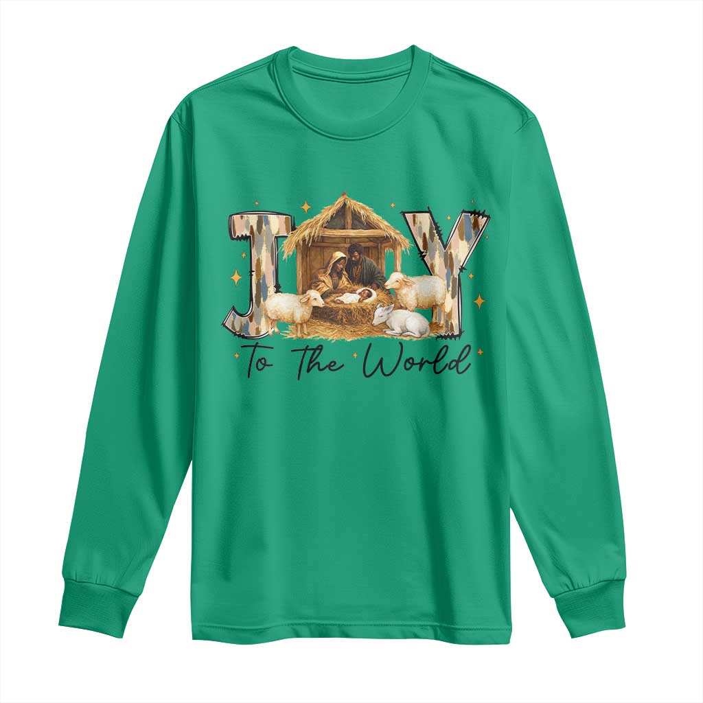 African American Christmas Nativity Scene Long Sleeve Shirt Joy To The World Afro Black Jesus - Wonder Print Shop