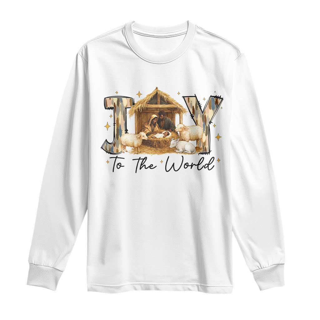 African American Christmas Nativity Scene Long Sleeve Shirt Joy To The World Afro Black Jesus - Wonder Print Shop