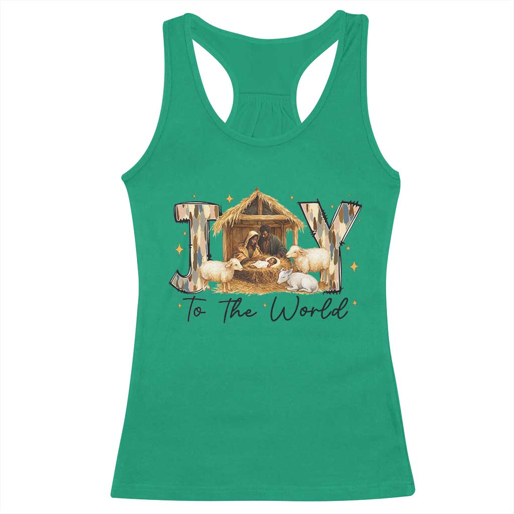 African American Christmas Nativity Scene Racerback Tank Top Joy To The World Afro Black Jesus - Wonder Print Shop