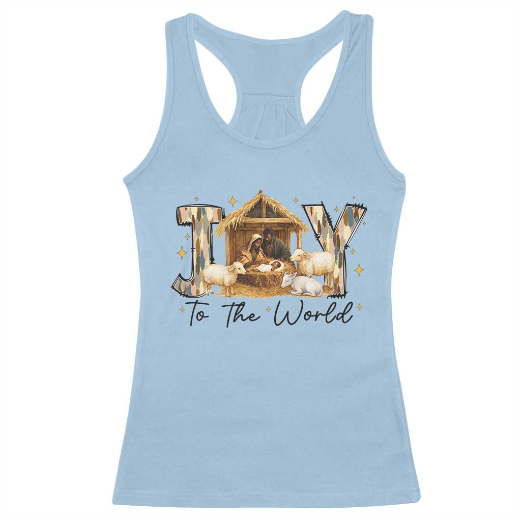 African American Christmas Nativity Scene Racerback Tank Top Joy To The World Afro Black Jesus - Wonder Print Shop