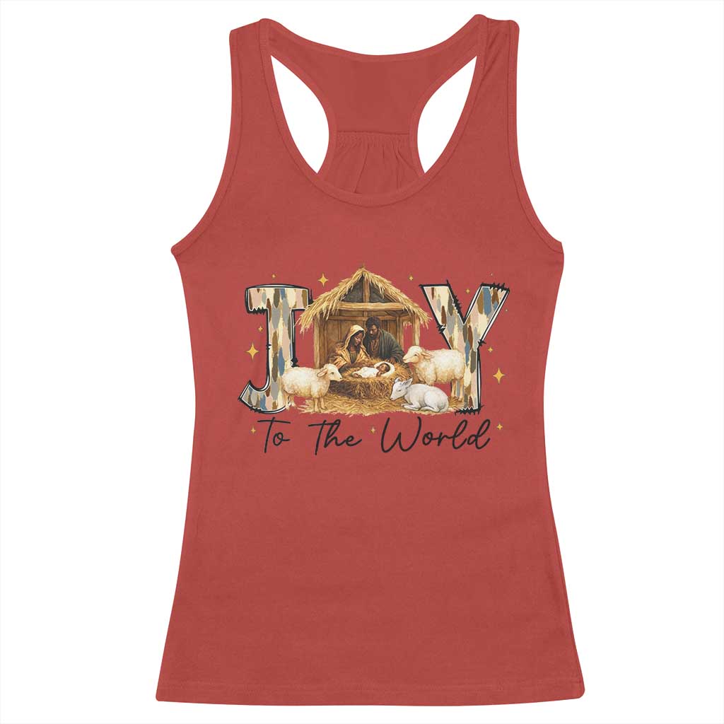 African American Christmas Nativity Scene Racerback Tank Top Joy To The World Afro Black Jesus - Wonder Print Shop