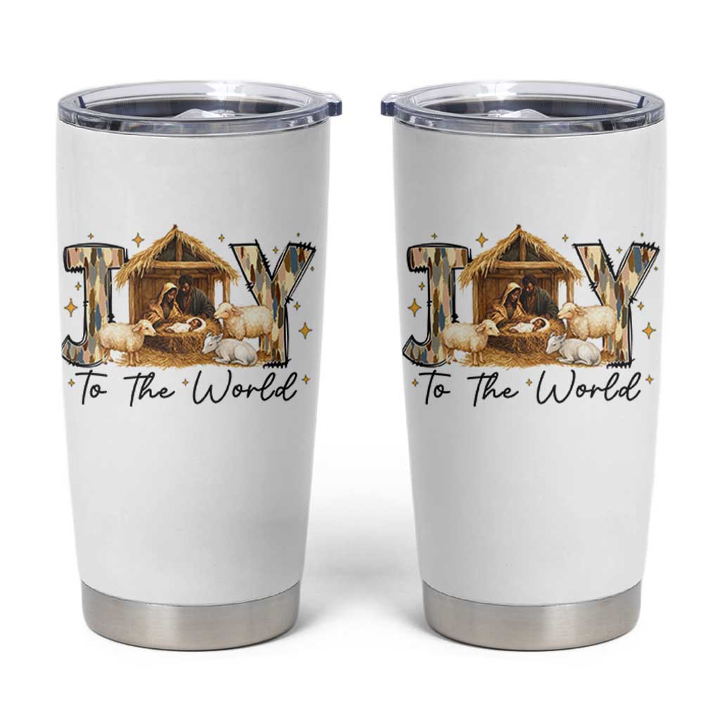 African American Christmas Nativity Scene Tumbler Cup Joy To The World Afro Black Jesus - undefined