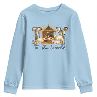 African American Christmas Nativity Scene Youth Sweatshirt Joy To The World Afro Black Jesus - Wonder Print Shop