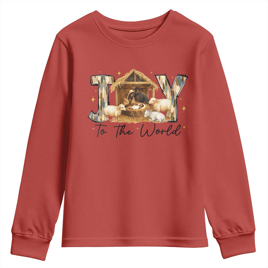 African American Christmas Nativity Scene Youth Sweatshirt Joy To The World Afro Black Jesus - Wonder Print Shop